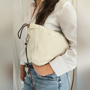 Authentic HERMES Fourbi 25 Chevron Canvas Pouch Pouchette Clutch‎ WOC Crossbody